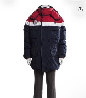 Polo Ralph Lauren Team USA Olympic Down Parka Jacket Mens Medium Blue Red Zip Up